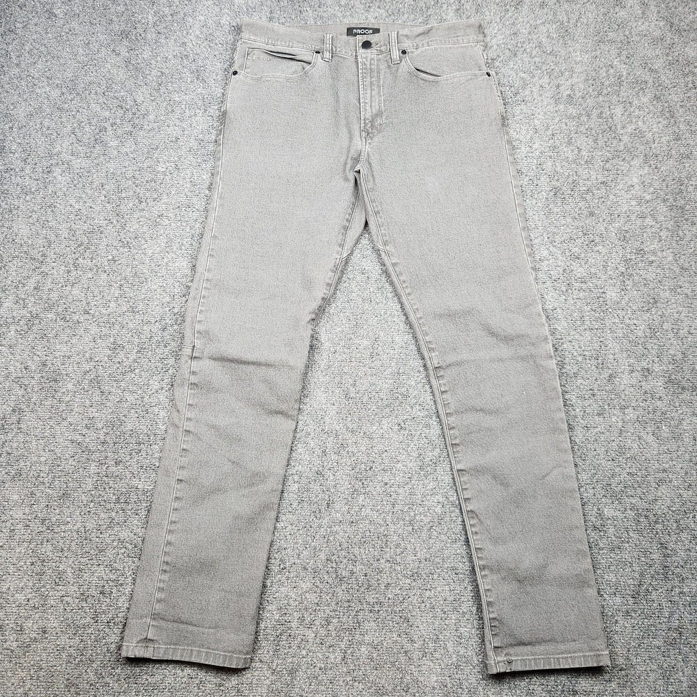 Proof Rover Slim‎ Pants Mens 31x32 Light Gray Stretch Canvas Casual Pants
